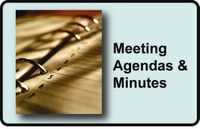 image of a notebook with text "meeting agendas & minutes" 