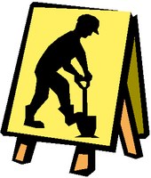 clipart of sign with man digging with shovel