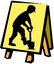 clipart of sign with man digging with shovel
