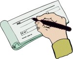 clipart of hand writing a check