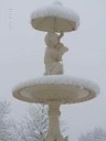 Fountain with snow