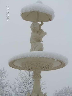 Fountain with snow